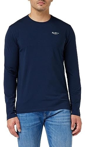 Pepe Jeans Mens Original Basic 2 Long N T-Shirt, Blue (Navy), M UK