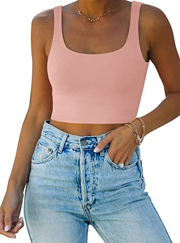 REORIA Damen Crop Top elegant Corset Top Aesthetic Sport Sommer Tops Rosa S