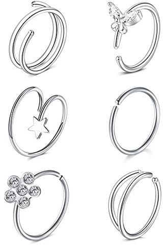 Zolure 20G Spiral Doppel Nasenpiercing Nasenring Chirurgenstahl Nasenpiercing Cz Piercing Nase 8mm 10mm