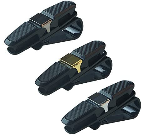 KAIAIWLUO Car Glasses Holder, 3 PCS Sunglass Clip 180 Degree Rotatable, Sun Visor Mount, ABS + Metal Material