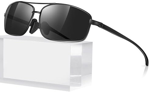 Sonnenbrille Herren Polarisiert,Ultraleichte Al-Mg Metallrahmen mit Federscharnier,UV400 Schutz Angel Fahren Fahrbrille Sonnenbrille CAT 3 CE