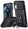 TUUTPU Cover per iPhone XR, Custodia Scorrevole Protezione Fotocamera Militare Antiurto Case con 360° Magnetica Anello Rotante Supporto e TPU Silicone + PC Bumper All'aperto, Nero