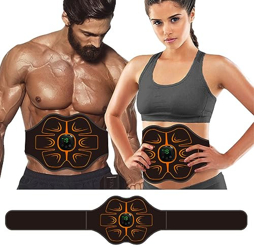 Queath EMS Trainingsgerät, EMS Muskelstimulator, EMS Bauchmuskeltrainer, Bauchmuskeltrainer mit EMS-Technologie, Effektiver Bauchmuskel-Gürtel für Männer und Frauenlstimulator für Männer und Frauen