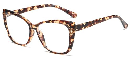 Lanomi Katzenaugen Lesebrille Blaulichtfilter Damen Große Kunststoff Rahmen Lesehilfe Mode Komfortabel Sehhilfe Schildpatt 1.0
