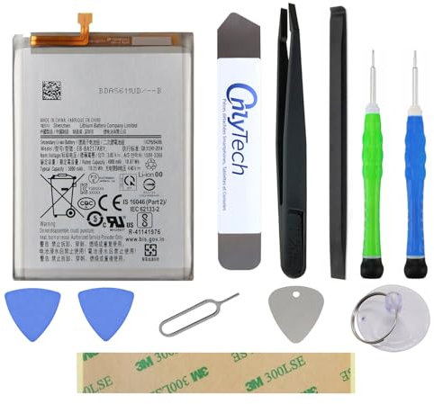 OnlyTech - Kit de réparation Batterie pour Samsung Galaxy A21S A217, Galaxy A12 A125, Galaxy A02 A022 et Galaxy A13 4G & 5G A135/A136-5000mAh - avec 10 Outils et Adhésif
