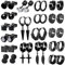 18 Paare Ohrringe Herren Edelstahl Creolen Kreuz Feder Hängend Schwarz Ohrstecker für Herren Damen Cool Kpop Ohrring Set
