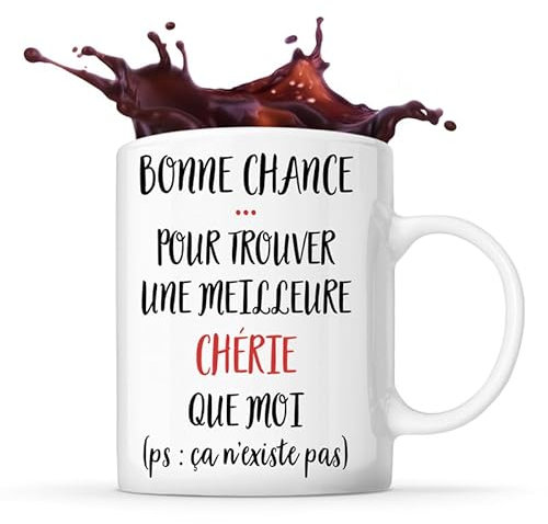 Planetee Tasse Chérie ça n'existe pas | Mug Cadeau Saint Valentin Couple Famille Amis Anniversaire Noël