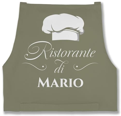 Schürze - Pizzaschürze Erwachsene - Ristorante di Name | Geschenk Pizza Zubehör | Pizzabäcker I Pizza Fan - 85x69 - Sage Grün - pizzaschürzen koch personalisiertes mütze schürzen