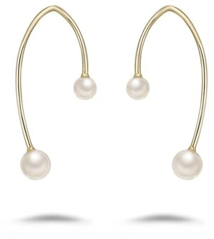 KnSam 9K Gelbgold Au375 Ohrstecker Echt Gold Schmuck, U Form Ohrstecker Weihnachten mit Perle 750 Gold Ohrringe Hängend