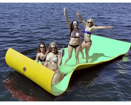 Llchaensc Tapis Flottant Piscine en Mousse XPE pour Piscine Plage Lac, Hamac Flottant Piscine,Roulé pour Sports Nautiques, Bronzage D'Eté,Vert,3.5mx1.8mx3.3cm