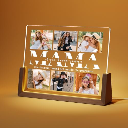 LUCKOR Lampara Personalizada con Foto, Ideas Regalar Mama, Marco de Fotos Dia de la Madre, Dia de la Madre Regalos Originales Personalizado, Regalo Dia de la Madre, Regalo Madre Navidad san Valentin