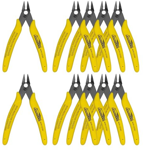 HOUSERAN Lot de 10 micro-pinces coupantes affleurantes de 12,7 cm avec ressort, pince coupante latérale, mini coupe-fil pour la fabrication de bijoux, modèles en plastique, attaches zippées, appareils