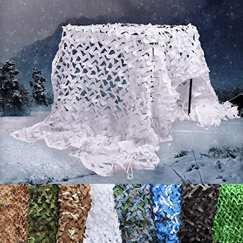 DGSFES Filet de Camouflage Blanc 1x2m,Filet Militaire Ombrage Terrasse Pergola Chasse Voiture Exterieur,Toile D'ombrage Oxford 210D,Filet Camouflage Renforcé for Protection Jardin