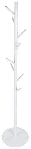 Porte-Manteau En Bois Porte-Manteau D'Arbre En Tissu Standard 8 Crochets Bureau À Domicile Blanc/Café Foncé/Couleur Bois (White)