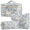 Lot de 3 Trousse de Toilette Matelassée Femme en Coton Doux, Trousse de Maquillage Fleurie, Trousse à Cosmétiques Matelassée à Fermeture Éclair, Trousse de Toilette Voyage de Grande Capacité (D)