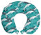 ABAKUHAUS Meerestiere Reisekissen Nackenstütze 2er Pack, Surfen Doodle Dolphins Schaumstoff Reiseartikel für Flugzeug und Auto, 30x30 cm, Charcoal Grey Teal weiß