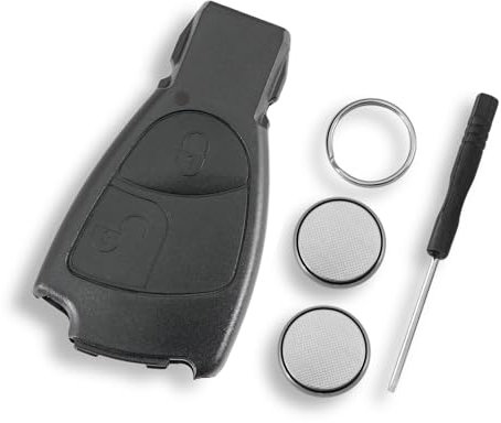 2 Tasten Autoschlüssel Gehäuse für Mercedes Benz B-Klasse und Mercedes Benz S204 C117 C218 C219 W212 C207 S212 W221 W222 R172 W639 W204 X204 W176 W245 W205 C204 mit 2 CR2025 Batterie