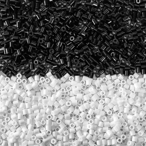 AUGSUN Fuse Beads, 1500Pcs Black White Melty Beads 5mm Iron Beads for Arts and Crafts