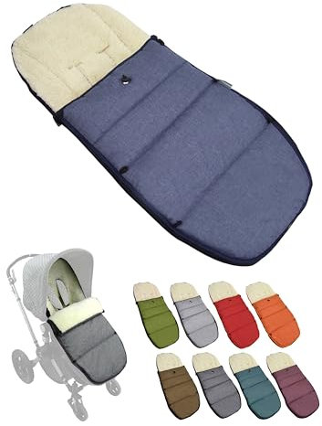 BAMBINIWELT Winterfußsack kompatibel mit Bugaboo Kinderwagen – warmer Babyfußsack mit Lammwolle, verstellbar & waschbar – wasser- & windabweisend, flexibel & passend, Farbe: blau