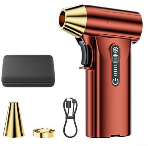 Puupaa Spolverino ad aria compressa, 130000 giri/min, per la pulizia del PC, spolverino elettrico, ventilatore turbo 52 m/s, per pulizia esterna, auto, computer, peli di animali domestici (rosso)