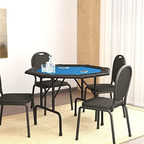 ShGaxin Pokertisch Klappbar 8 Spieler Blau 108x108x75 cm, Poker Table, Spieltisch, Blackjack, Poker Tisch, Roulette Tisch, Deko Casino Poker