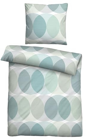 biberna Bettwäsche Tencel 0474493 Kreise 1x 155x200 cm + 1x 80x80 cm, Aqua