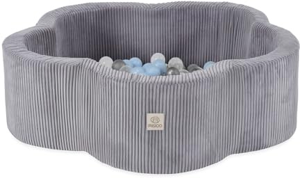 MISIOO Piscine à balles, motif fleur/nuage, pour bébés et enfants, 95 x 30 cm, tissu de qualité supérieure, piscine à balles, pour bébé à partir de 1 an, 200 balles, parfaite pour les tout-petits et