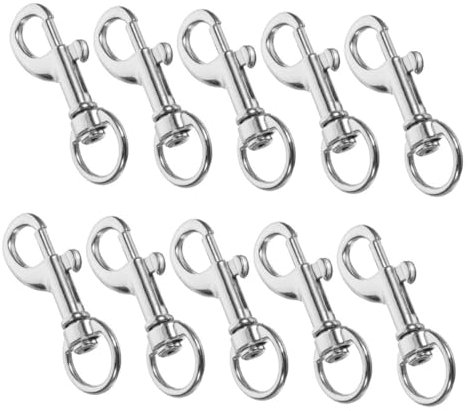 WHAMVOX 10Pezzi Gancio Chiusura Inossidabile Moschettone Girevole Resistente e Versatile per Guinzagli Cinture e Accessori Chiusura per Carichi Pesanti