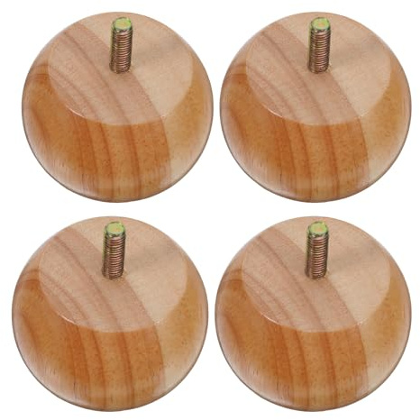 OSALADI Lot de 4 Pieds Ronds en Bois Massif 5 Cm Pieds de Meubles Robustes et Rehausseurs en Bois Brut pour Canapé, Table Basse, Chaise et Bibliothèque Surélévation Pratique