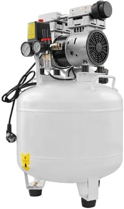 Mermajestic Compressore d'aria da 40 l, compressore d'aria senza olio, 8 bar, 750 W, doppio manometro, separatore olio, acqua, per officina, pneumatici auto, vernice spray