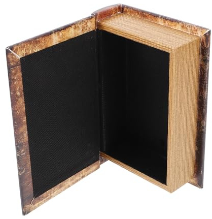 IDEANATEGRATE Holz Aufbewahrungsbox in Buchform mit Geheimfach Schmuckschatulle Vintage Stil Praktische Aufbewahrung für Wertsachen und Dekoration im Wohnbereich