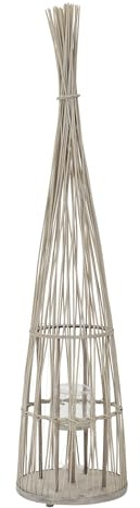 ECD Germany Bambus Laterne, Windlicht 150 cm, Holzfarbe, Gartenlaterne mit LED Lichterkette & Glaseinsatz, Boho Bambuslaterne Kerzenhalter Flechtoptik Innen/Außen, Deko Laterne für Terrasse Wohnzimmer