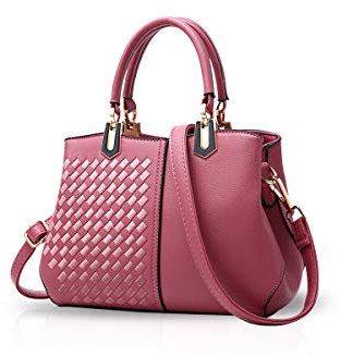 NICOLE & DORIS Elegante Borse a Mano Donna Borse a Tracolla Medie Spalla Borse Strisce Nuova Borsa Crossbody Borse in PU Pelle Casual Lavoro Rosa Scuro