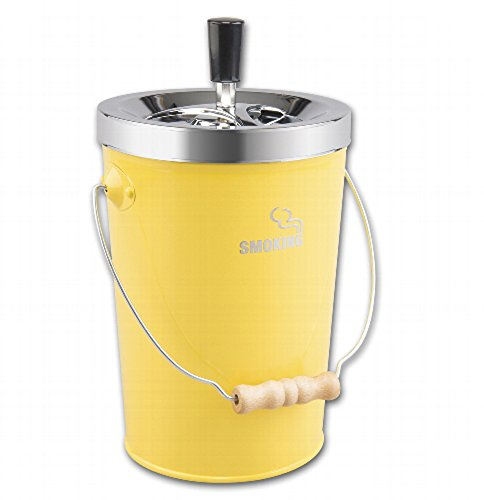 Aschenbecher Kübel XXL-Format Schleuderascher 20cm Metall gelb-Chrom