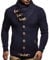 Leif Nelson Men Cardigan Jacket Shawl Collar LN-4195 Dark Blue XXX-Large