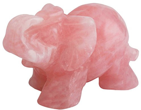 mookaitedecor Elefantenfigur, heilender Kristall, Energie-Edelstein, Reiki-Statue, Heimdekoration, 3,8 cm, Stein, Rosenquarz