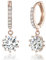 Philip Jones Rose Gold Plated Solitaire Drop Hoop Earrings Created with Zircondia® Crystals