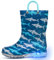 Hugrain Adorabili stivali di gomma luminosi per bambini con manici facili da indossare, Blu squalo., 32 EU