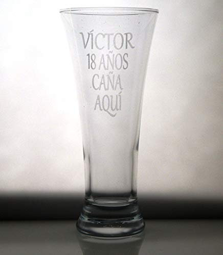 Arte-Deco Vaso DE Cerveza Grabado y Personalizado Nombre CUMPLEAÑOS. Regalo día del Padre, cumpleaños, Aniversario, jubilación, para Hombre o Mujer. Regalo práctico, Elegante, Divertido y Original.