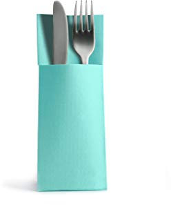 Alvotex Airlaid 50 Besteckservietten Bestecktaschen, Stoffähnlich, hochwertige Einwegserviette, Blau Mint, 32X40 cm