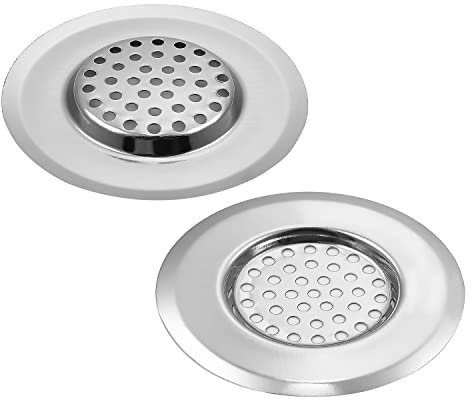 MroMax Lot de 2 passoires d'évier en acier inoxydable 201 de 80 mm de diamètre pour évier de cuisine, bassin de baignoire, filtre en maille pour évier Argenté