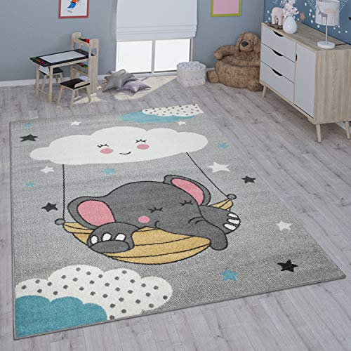 Paco Home Kinderteppich Teppich Kinderzimmer Mädchen Jungs Verschiedene Motive Und Größen, Grösse:80x150 cm, Farbe:Grau