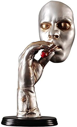 Uziqueif Skulptur Deko Gesicht Skulptur aus Harze, Büste Skulpturen Kreative Minimalistische Abstrakte Skulptur,Weinschrank Schlafzimmer Wohnzimmer Dekorationen Büro Dekoration
