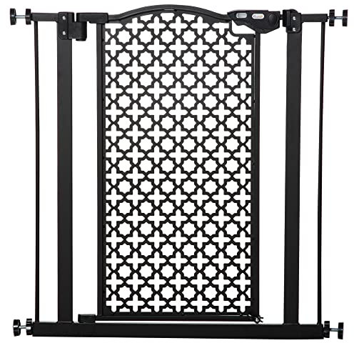 PawHut 74-80 cm Pet Safety Gate Pressure Fit Stair with Double Locking, Black