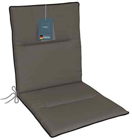 LILENO HOME Gartenstuhl Auflagen als [1er Set - Niedriglehner] in Steingrau + Keder Grau - Bequeme Liegen als Sitzauflagen für Gartenmöbel - Stuhlkissen für Gartenstühle und Klappstühle