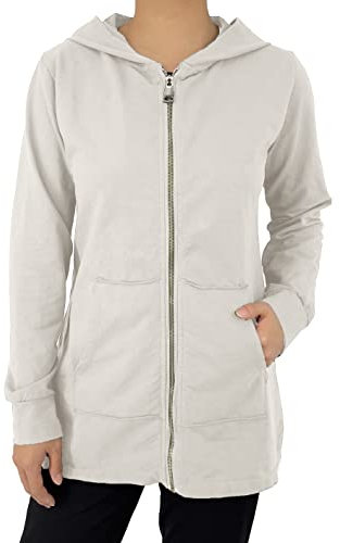 JOPHY & CO. Felpa Donna Lungo con Cappuccio, Cerniera e Tasche (cod. 9047) (L, Beige)