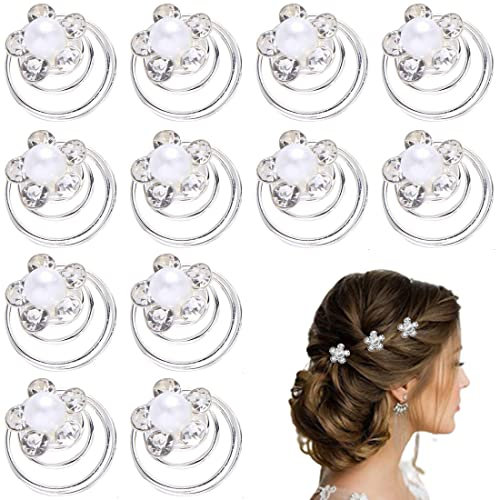 12 Stück Haarspiralen Hochzeit Haarklammer Weiß Perlen Strass Spirale Haarnadel Haarspiralen Haarspange Haarklammern Kopfschmuck