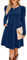 Aokosor Womens Tunic Dress Pleated Ladies Gigot Long Sleeve Casual Dress with Pockets Blue Size 14-16