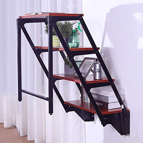 CHEWYNP Klapptisch Wandklapptisch Multifunktionaler Wandklapptisch Wandmontierter Computertisch aus Holz mit Regalen (L123 und klappbar; B65 cm) Vielfältige Einsatzmöglichkeiten Nussbaum r