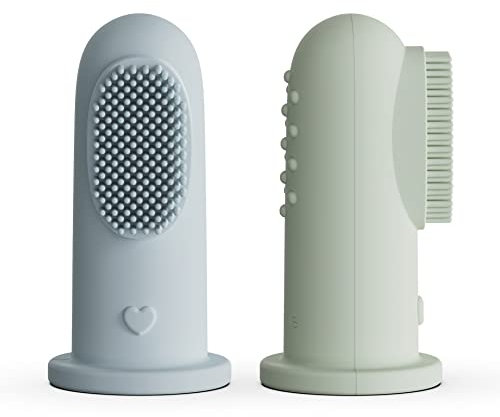 Moonkie Babyzahnbürste Fingerzahnbürste Mundreinigungsset für 3 Monate +, 2 Stück (Cloud/Mint)